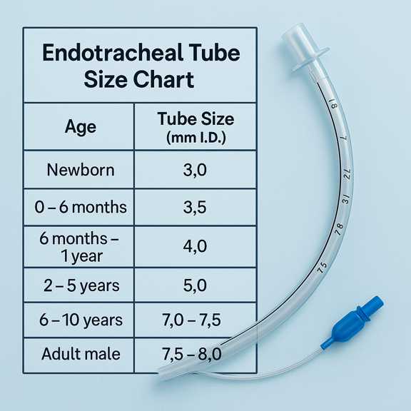 جدول سایز لوله تراشه بر اساس سن