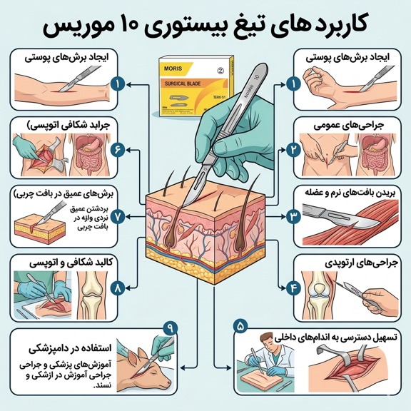 کاربرد های تیغ بیستوری موریس 10