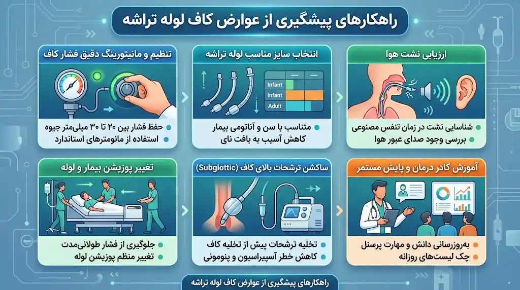 راهکارهای پیشگیری از عوارض کاف لوله تراشه