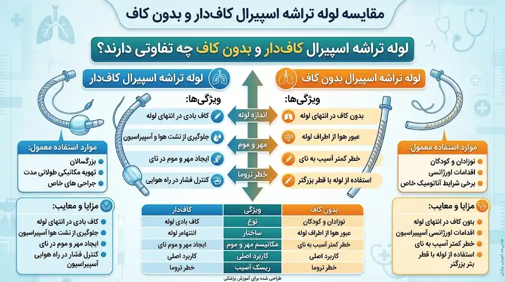 لوله تراشه اسپیرال کاف‌دار و بدون کاف چه تفاوتی دارند؟
